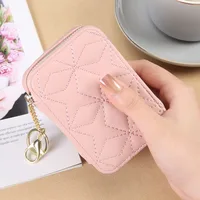 Women Lipstick Bag PU Leather Makeup Case Mini Purse Organizer Cosmetic Bag Mirror Lipstick Pocket Coin Wallet 2