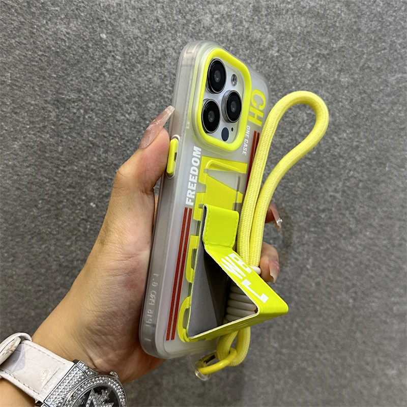 Luxury Fashion Soft Silicone Phone Case with Lanyard Holder and Wrist Strap