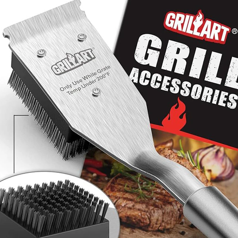 Grill Brush&Scraper, Wire BBQ Grill Brush for Outdoor, 16.5&rdquo; Cleaning Brush BBQ Accessories, Safe Cleaner