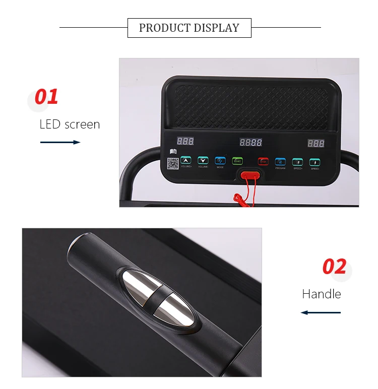 Multi-function Portable Foldable Electric Shock-absorbing Treadmill with LED Screen