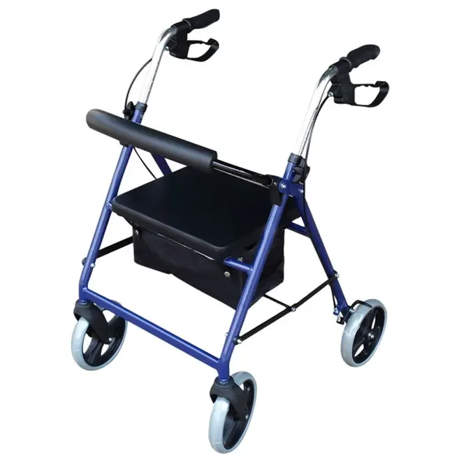 Mobility Aid Disabled Light Weight Seat Walker for Elderly Aluminum Shopping Rollator Walker with Seat RO520 6
