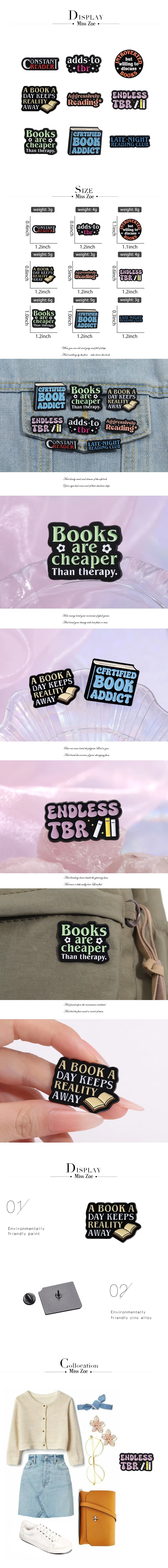 Endlose tbr Emaille Pins benutzer definierte konstante Leser Late Night Reader Club Brosche Revers Abzeichen Cartoon Schmuck Geschenk für Kinder Freunde – Detail 1