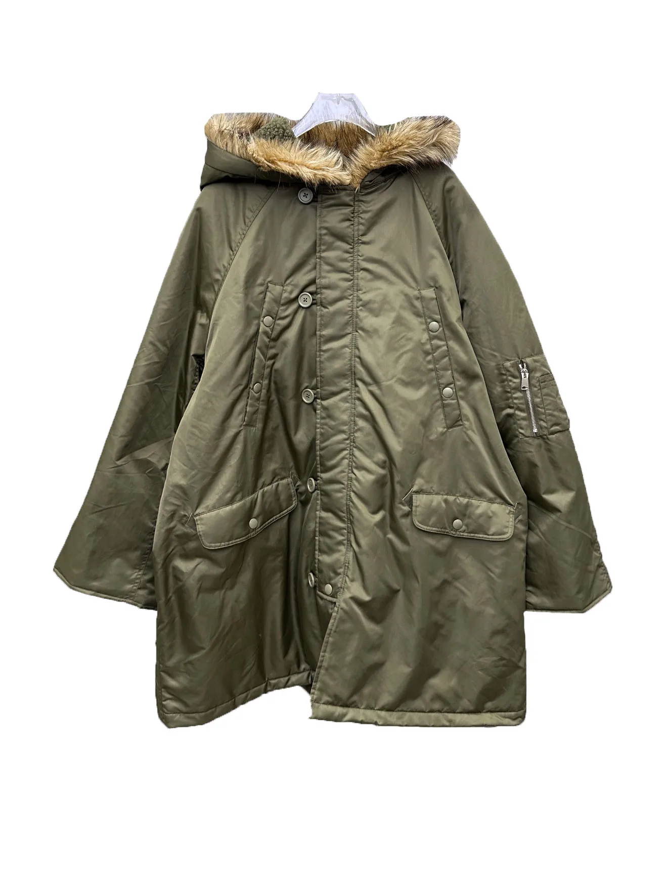 

Cotton jacket hooded mid-length loose fit waist drawstring adjustable design warm and comfortable 2023 winter new 1123