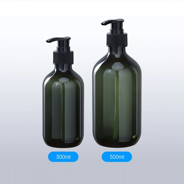 20/50 ชิ้น 300ml 500ml Amber พลาสติกขวดปั๊มสีเขียวที่ว่างเปล่า Dispenser พลาสติกขวดรีฟิลขวดแชมพูคอนเทนเนอร์เดินทาง 3