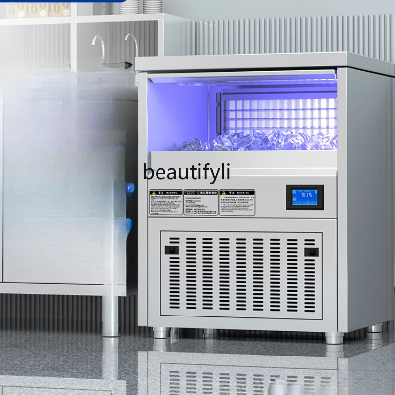 Ice Machine Commercial Full-Automatic Square-Shaped Ice Machine Bar Milk Tea Bar Ice Machine