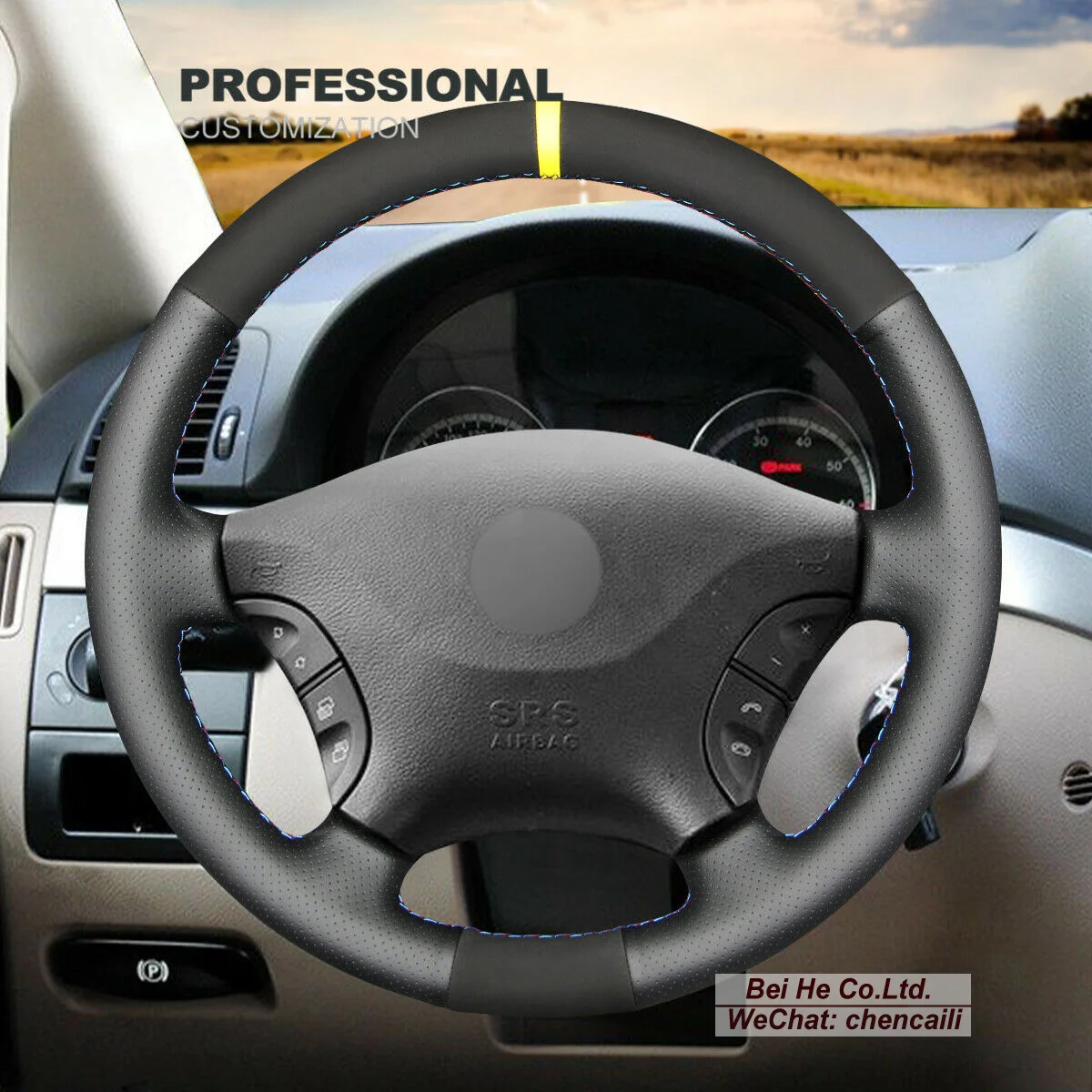

Hand-stitched Black Leather Suede Steering Wheel Cover Wrap For Mercedes Benz W639 Viano 2006-2011 / Vito 2010-2015