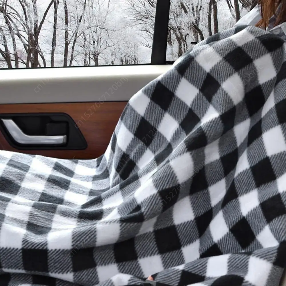 Car Heated Blanket Constant Temperature Heating Blanket 12V Heated Safety Timer Car Heating Pad Fleece Car Blanket for RV Caravan Camper