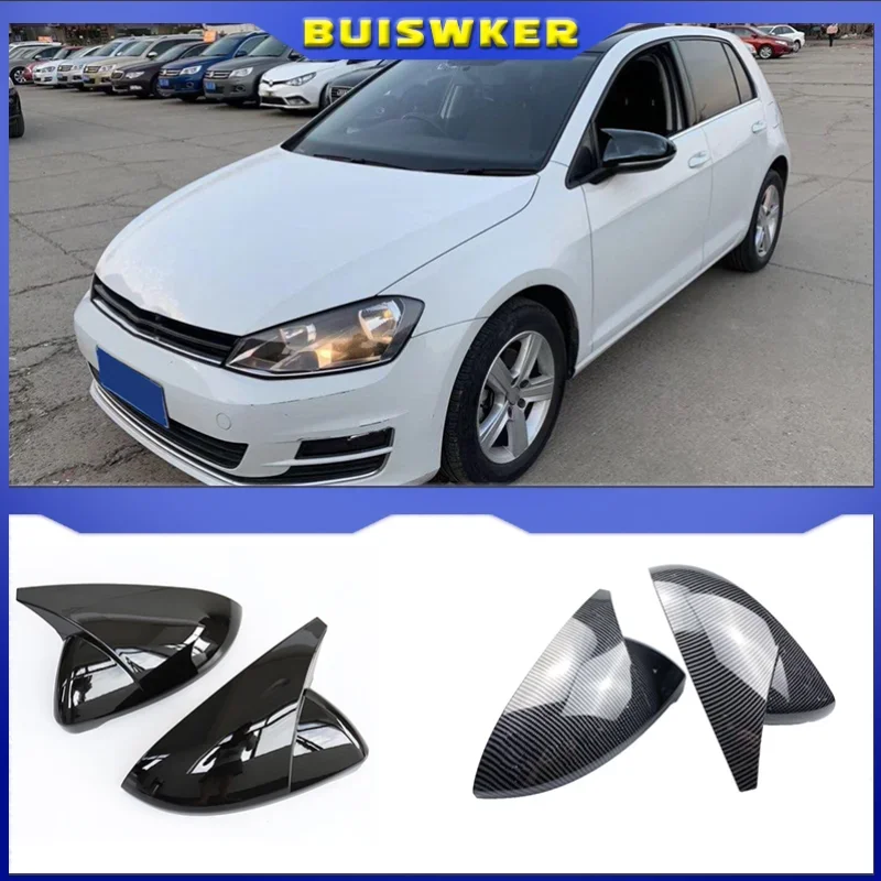 

2 pcs Side Wing Mirror Cover Caps Bright Black RearView Mirror Case Cover for VW Golf 7 MK7 7.5 GTD R GTI Touran L E-GOLF