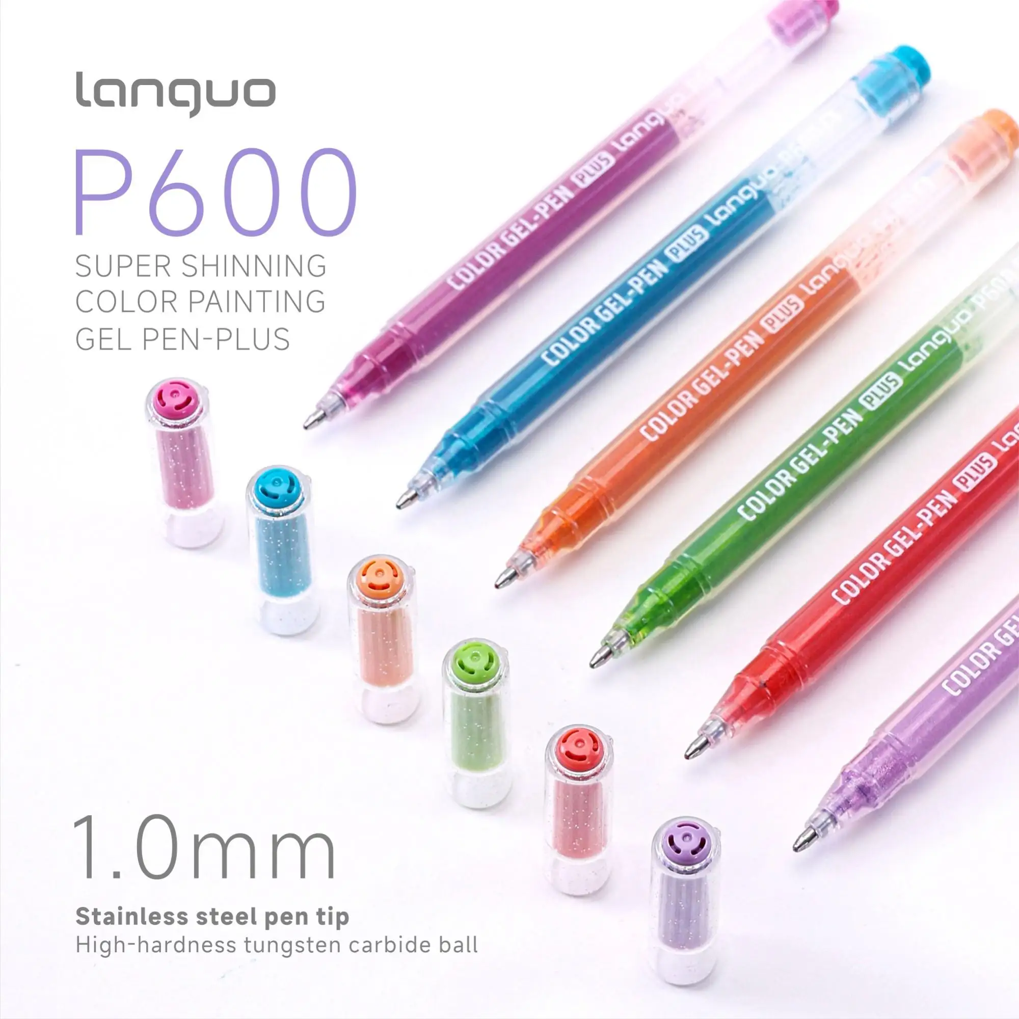 16-72 색상 Languo 젤 펜 세트 반짝 이는 페인팅 볼펜 1.0mm 드로잉 학생 쓰기 펜 사무실 학교 용품 문구
