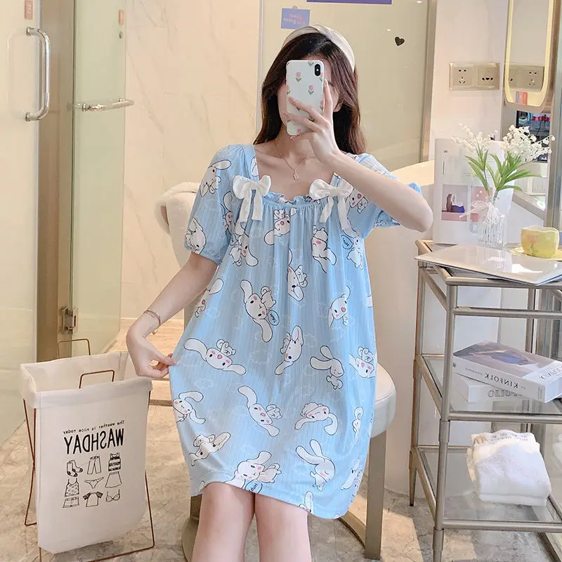 

Lovely My Melody Nightdress Female Summer Kawaii Sanrioed Anime Short Sleeve Loose Pajamas Sweet Cute Cartoon Girls Clothes Gift