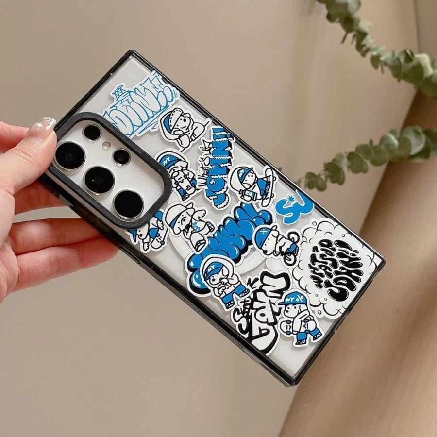 Skateboard Dog MagSafe Acrylic Black Border Case for Samsung Galaxy S22 Ultra S23 Ultra S24 Ultra Cover Protective Shell