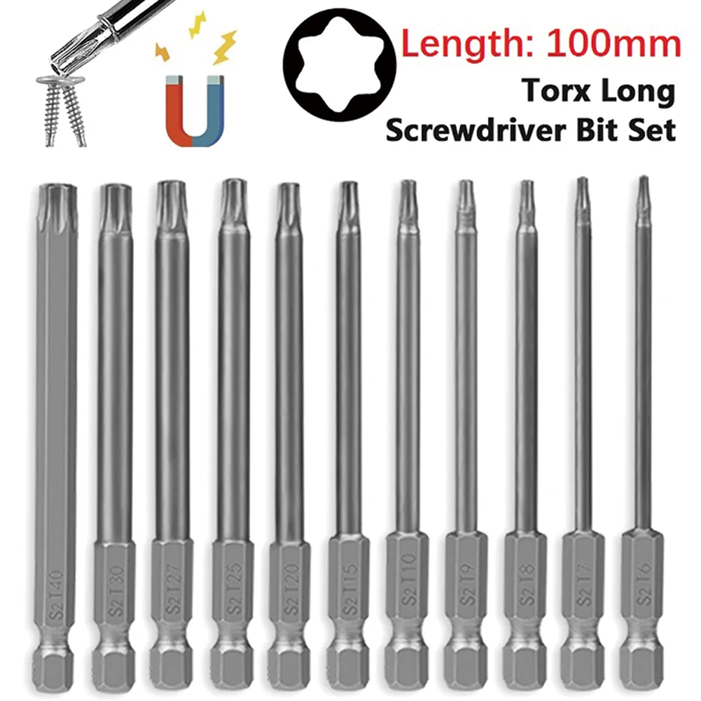 Sechskantschaft, Magnetkopf-Torx-Schraubendreher, Bit aus legiertem Stahl, 100 mm, T7/8/9/10/15/20/25/27/30/40, manipulationssicherer Stern für Sicherheit – Detail 1