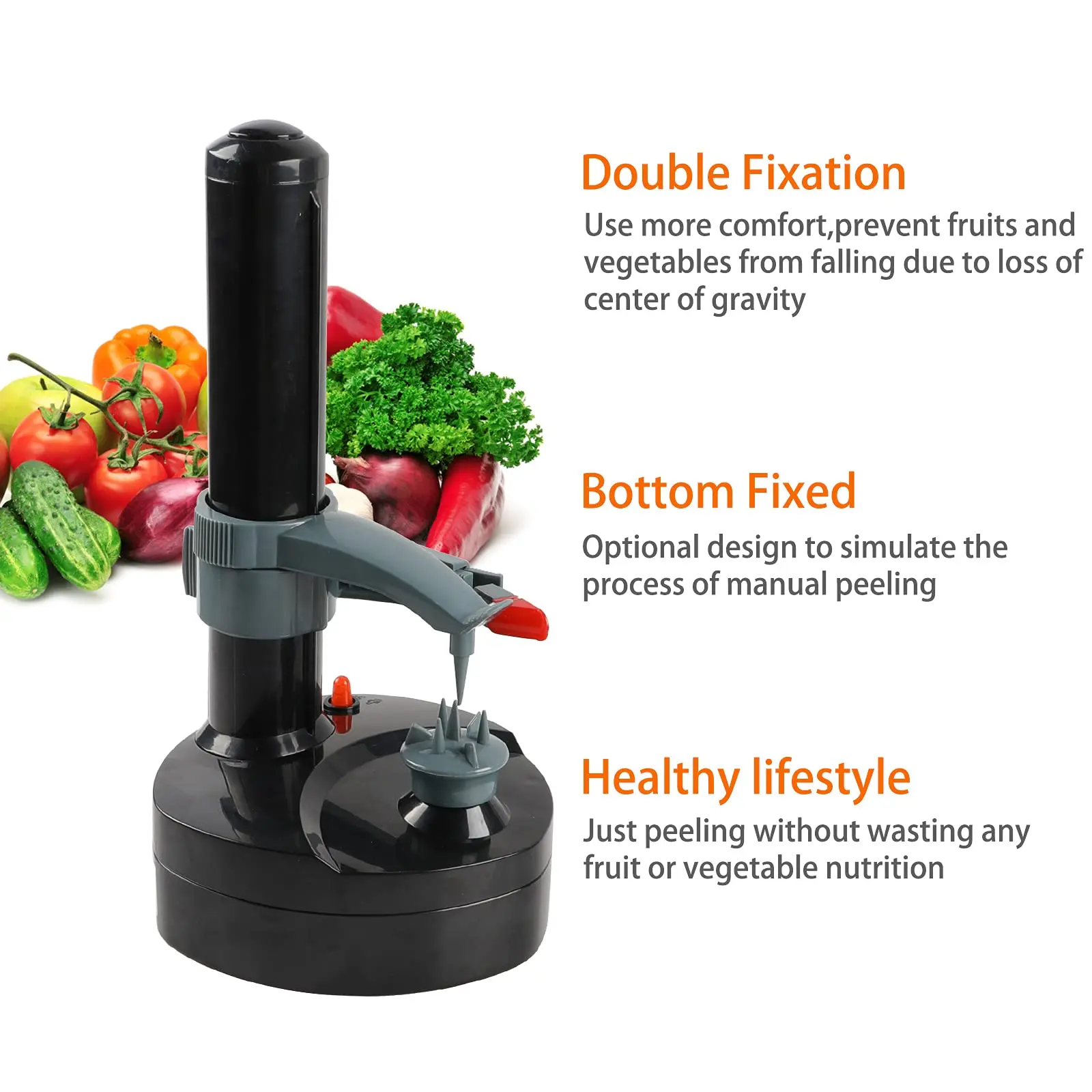 ele ELEOPTION Electric Potato Peeler, Multifunction Electric Fruit Apple  Peeler Potato Peeling Machine Automatic Rotating, Kitchen Peeling Tool Black