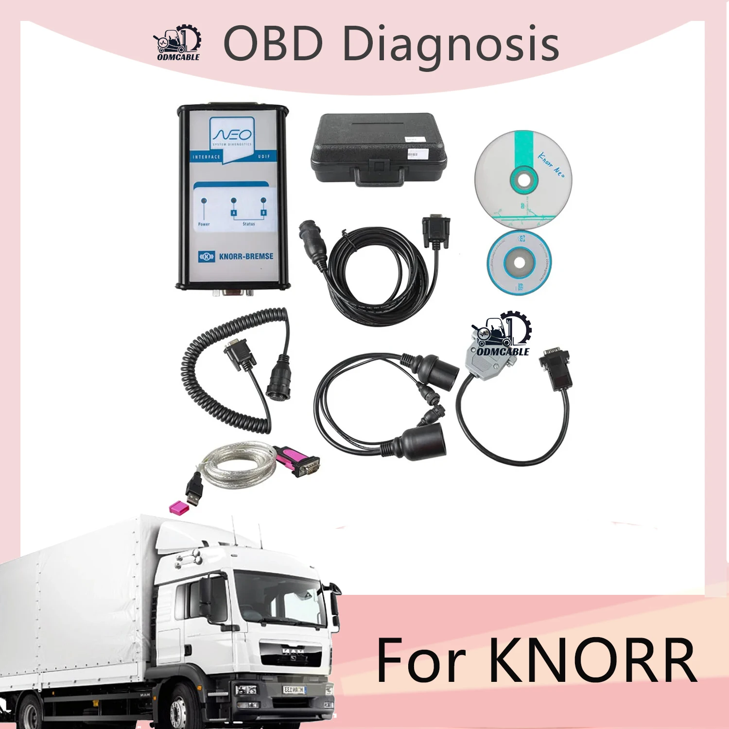 

Диагностика OBD для KNORR BREMSE KNORR NEO UDIF, диагностический комплект интерфейса, инструменты и инструменты для сканера WABCO