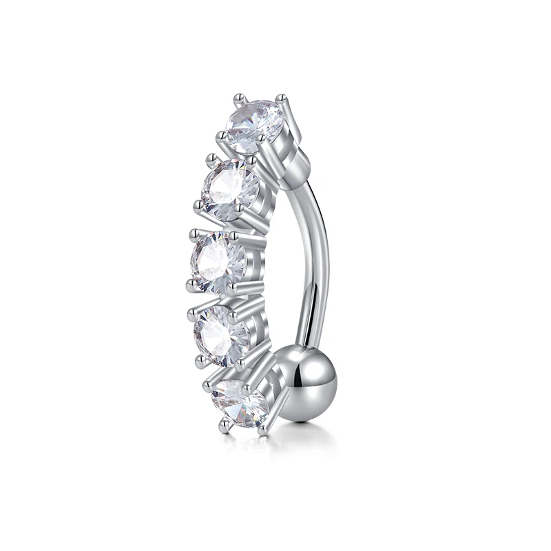 Belly Button Piercings Women Trendy Belly Piercing Stainless Steel Crystal Belly Button Piercings Dangle Flower Accessories Punk Women's Navel Rings