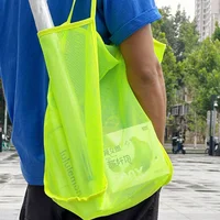 Protable Mesh Bag Large Capacity Reusable Storage Bags Swimming Beach Bag Women Makeup Organizer Shopping Handbag - Image 5