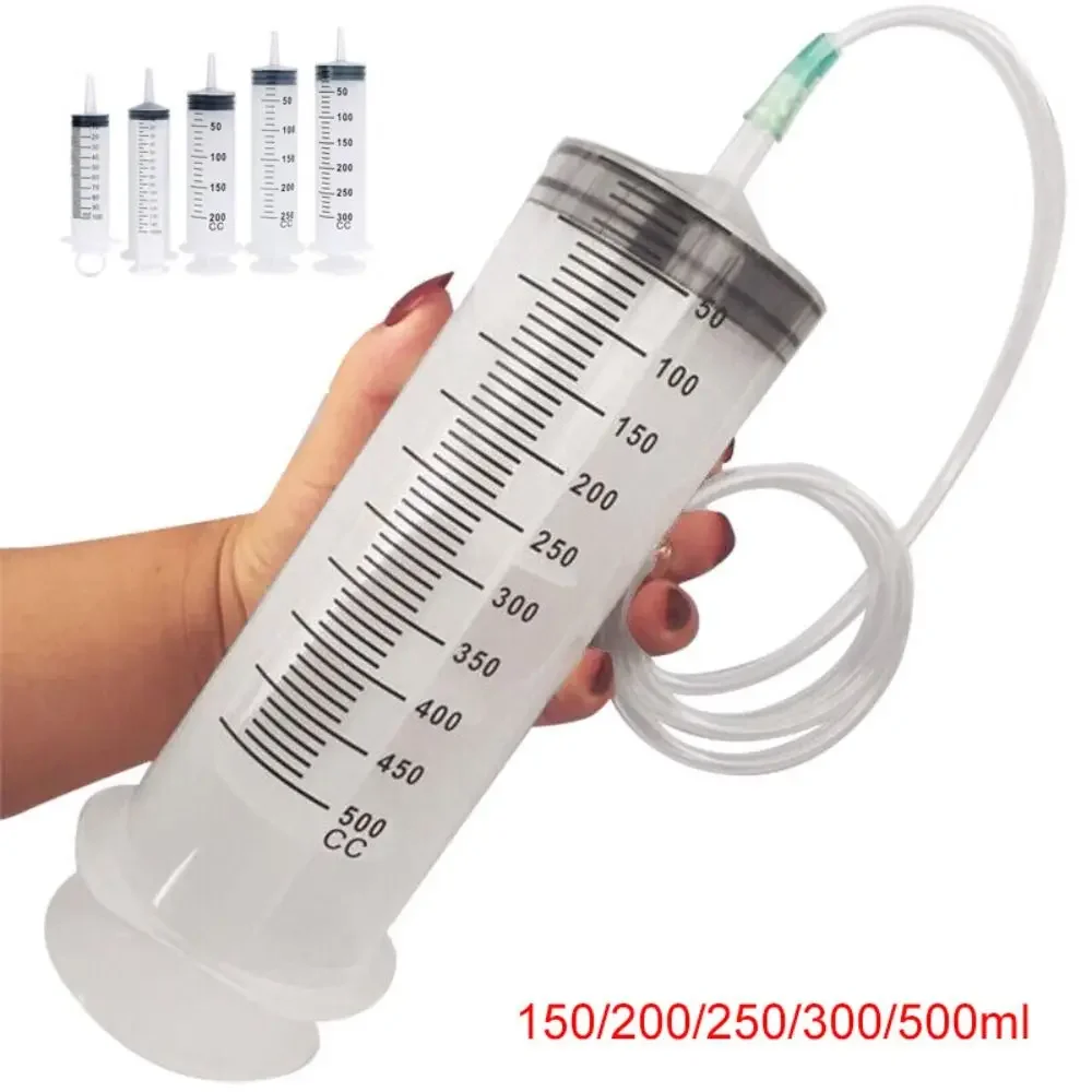 Reusable Syringe 1pc 150ml-500ml Large Capacity Pump Measuring 1.3m Tube Feeding Ink Hydroponics Nutrient