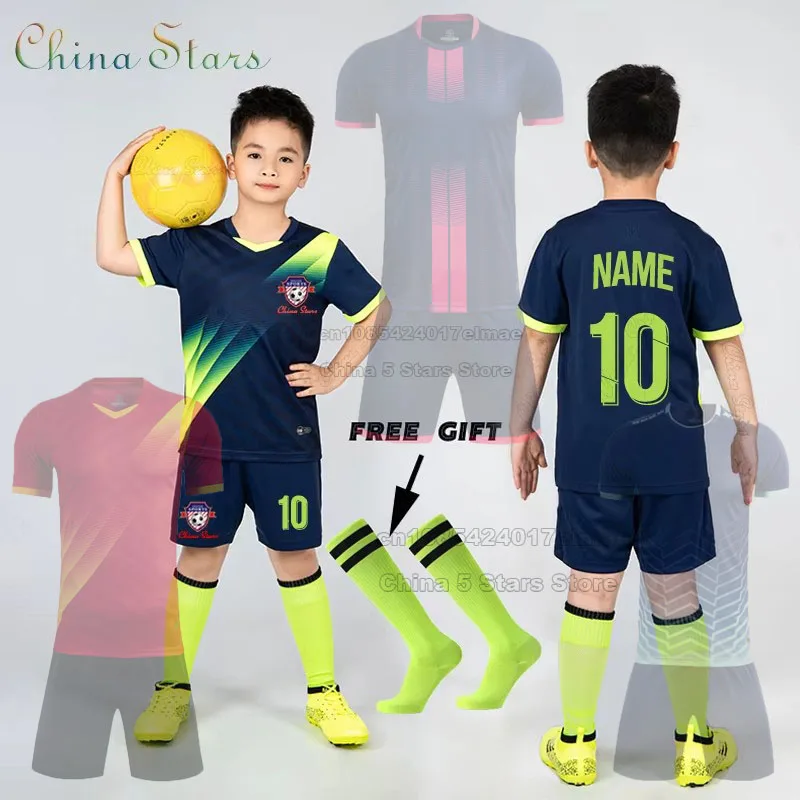Football Uniform Sports Uniform Sets Boys Child Kids Football Jersey Tracksuit Soccer Sports Uniforms Sportswear Kits Vest Suit Socks