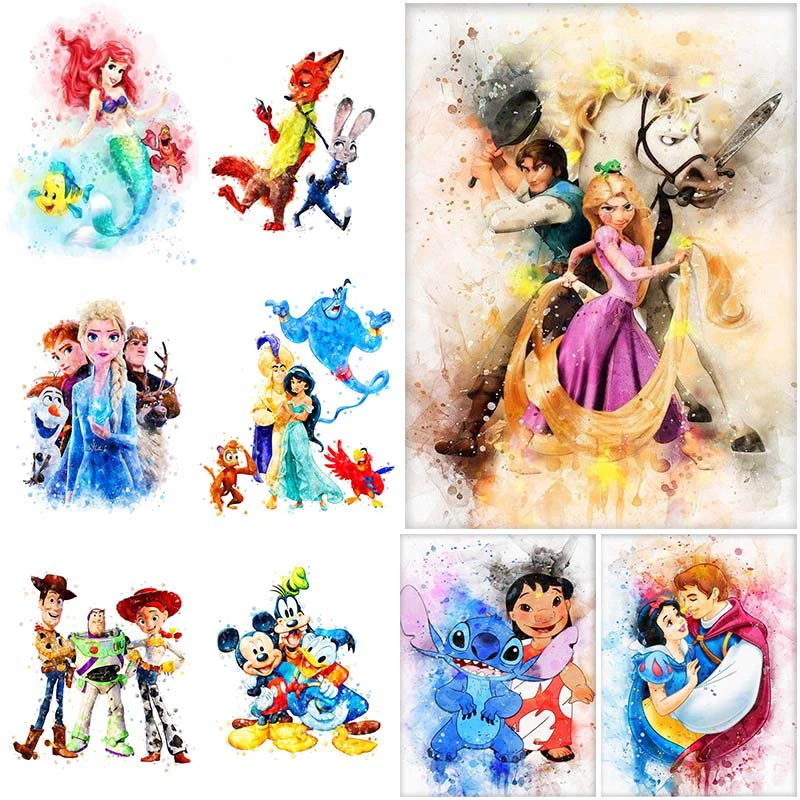DIY Diamond Painting Cartoon Disney Princess Ariel Zootopia Aladdin Frozen  Mickey Diamond Embroidery Mosaic Picture Home Decor| | - AliExpress