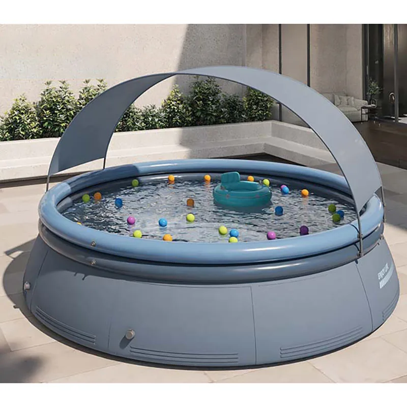 Sunshade Inflatable Circular Outdoor Folding Swimming Pool for Adults and Children 1.8/2.4/3/3.6M Including Inflation Pump 2