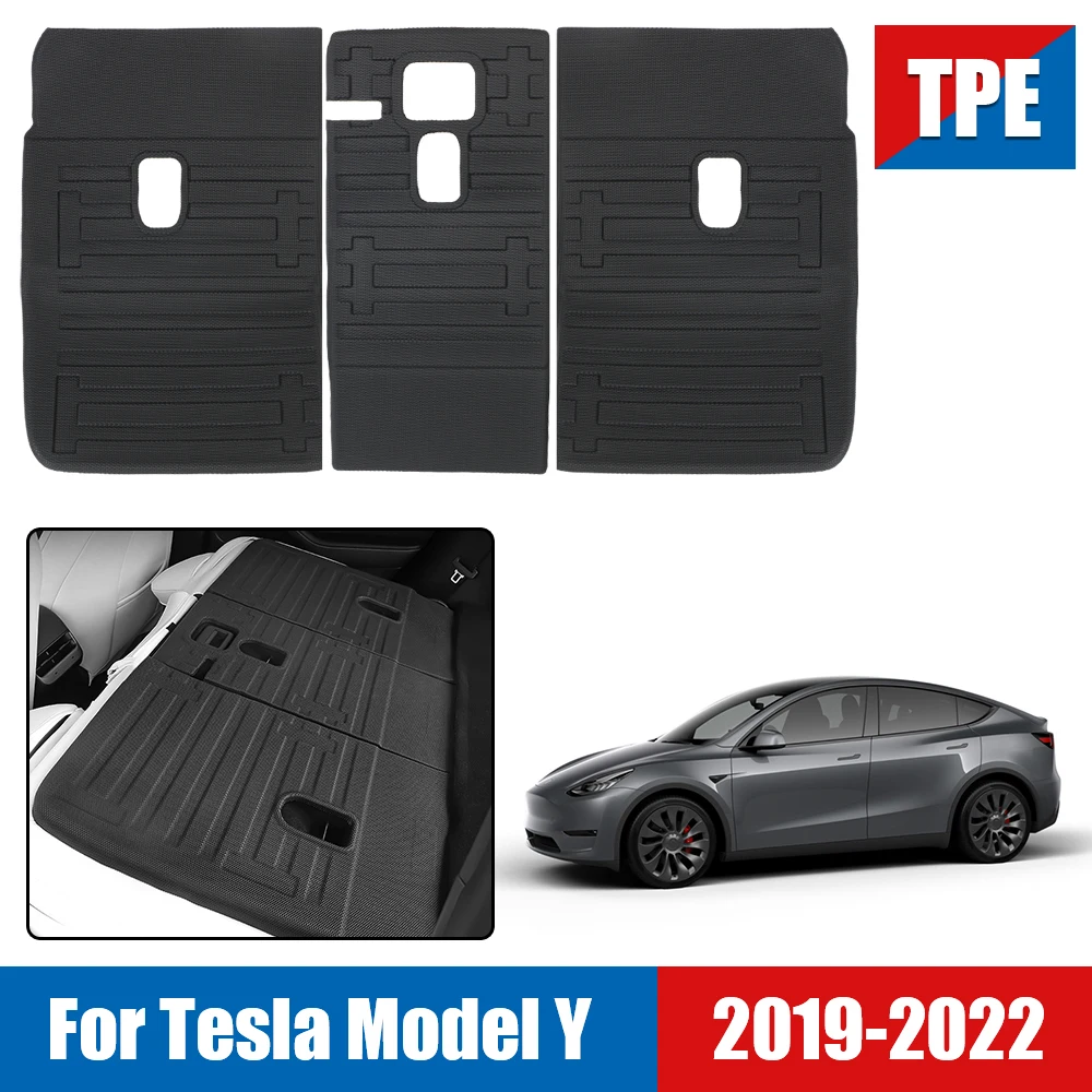 

Anti-Kick Pad Seat Cover TPE Car Boot Mat Cargo Liner Trunk Mats Rear Seats Back Protector For Tesla Model Y 2019-2022