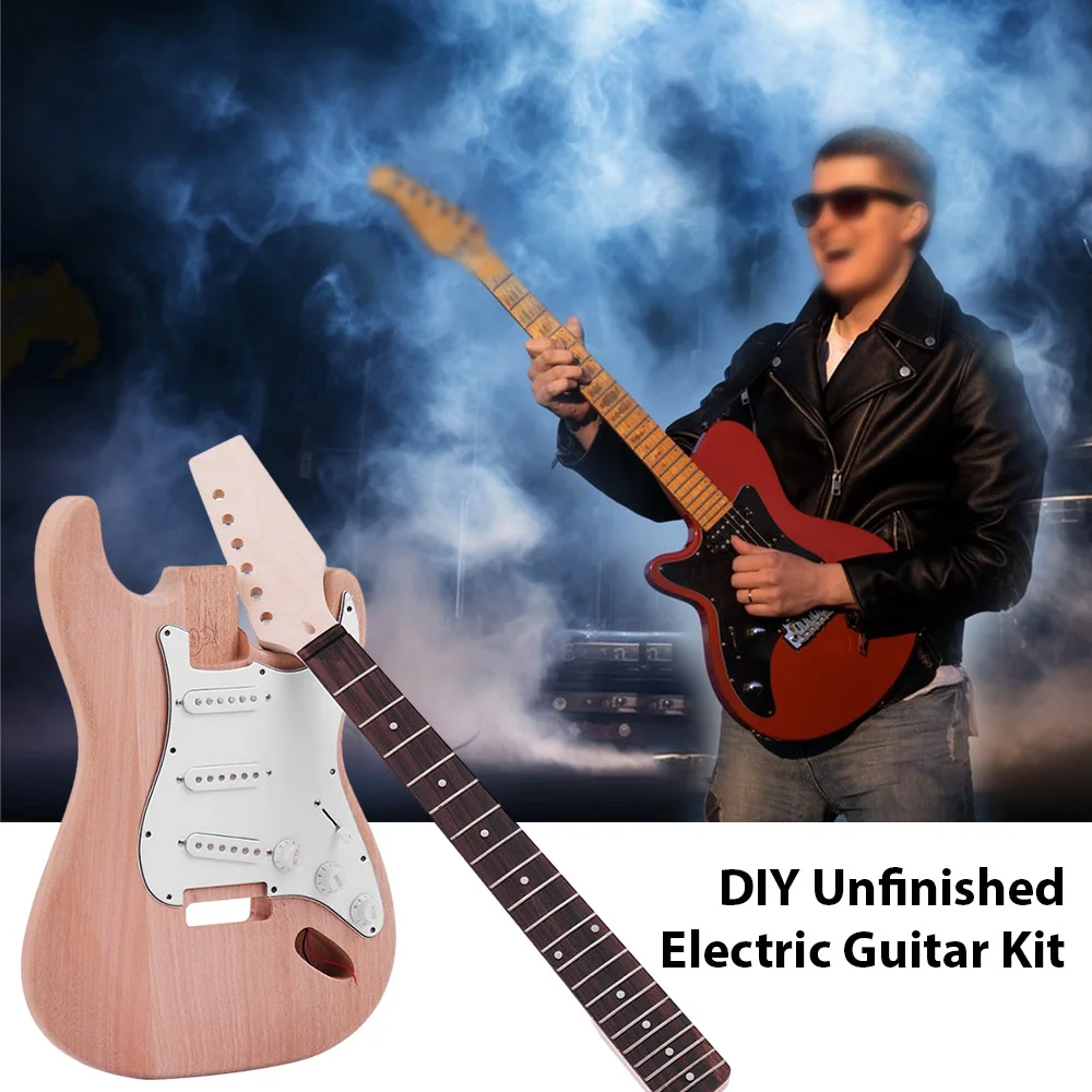 

DIY Electric Guitar Kit Semi-finished Electric Guitar Mahogany Guitar Body Replacement Parts Fingerboard 3 Single-coil Pickups