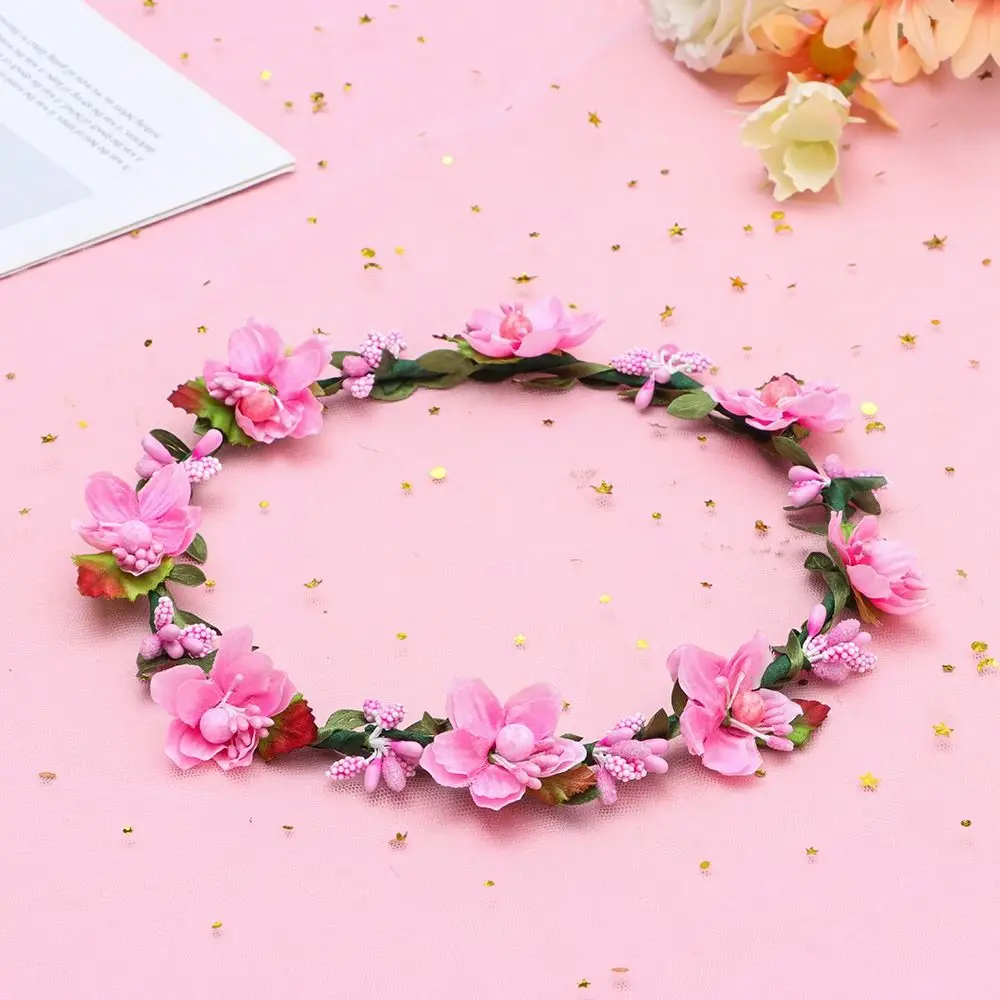 Mode Blume Krone Frühling Böhmen Blume Krone Frauen Stirnbänder verstellbare Band Mädchen Blumenkranz Braut Halo Kopf bedeckung – Detail 12