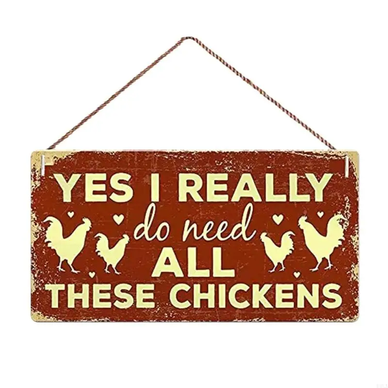 New Creative Chicken Sign Hanging Decors Funny Wooden Chicken Sign Hanging Board for Indoor or Outdoor Wall Decoration