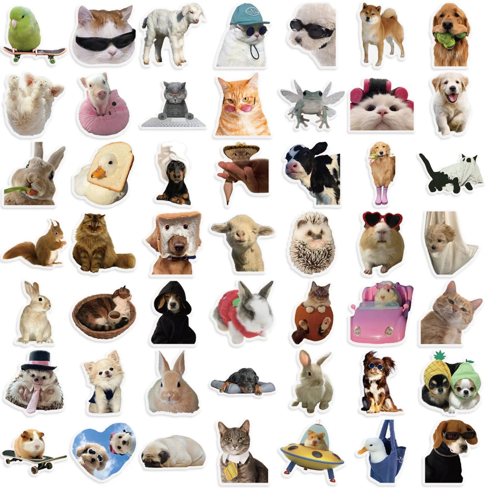 Cartoon Stickers Cartoon Sticker 10/30/50PCS Cartoon Cats Dogs Meme Transparent Sticker DIY Phone Laptop Luggage Skateboard Graffiti Decals Fun for Gift