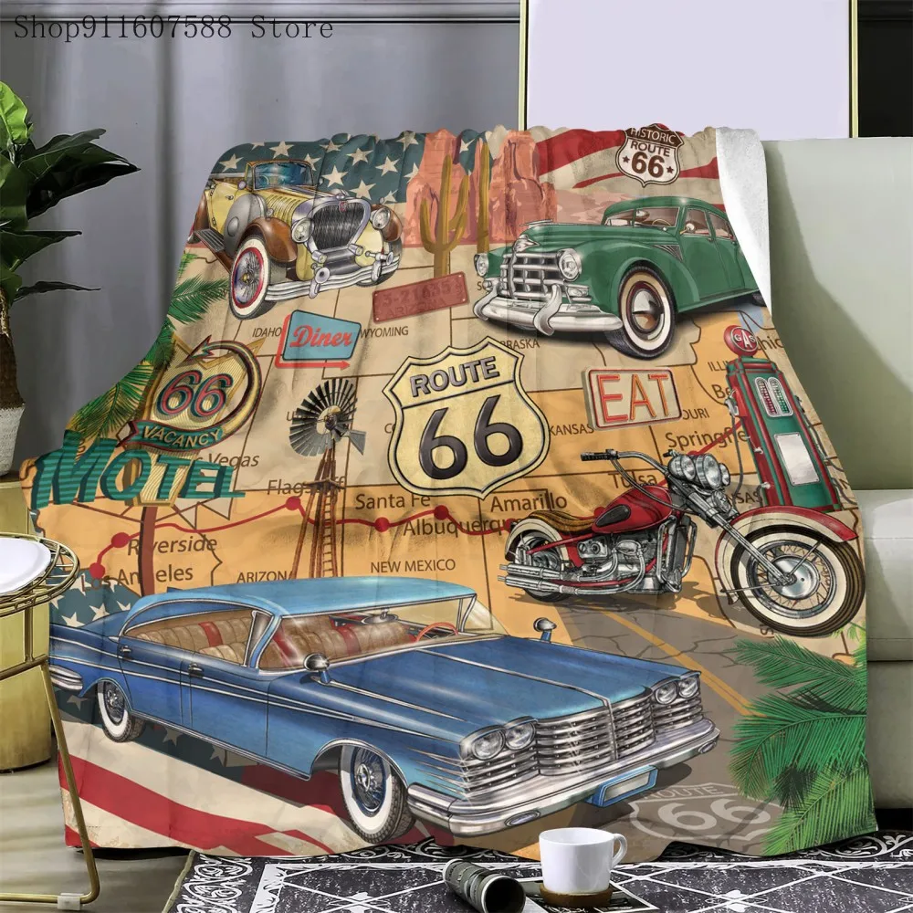 American Route 66 Motorcycles Car Flannel Throw Blankets Soft Blanket for  Home Bedroom Bed Sofa Nap Shawl Cover Blanket Kids - AliExpress