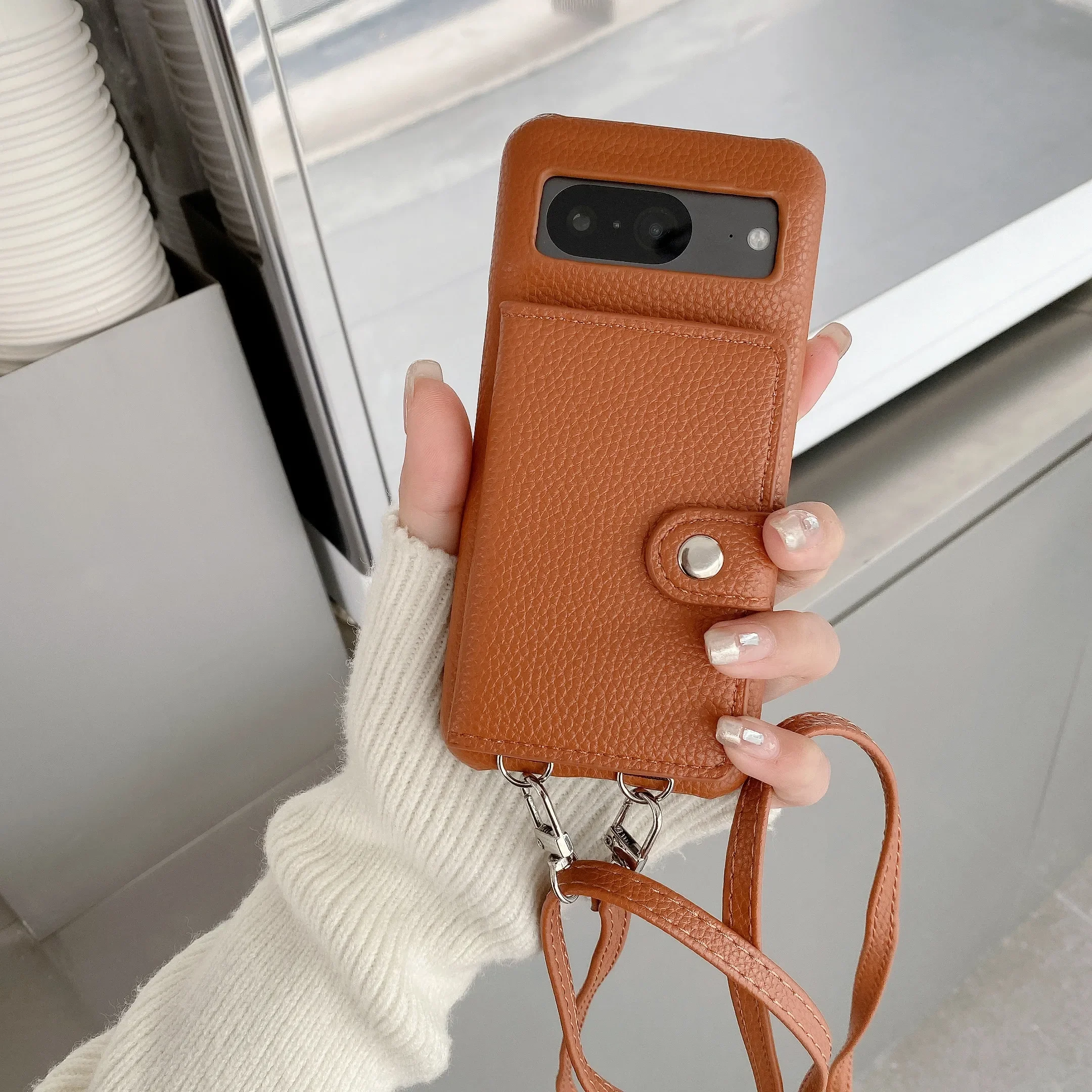 Premium PU Leather Crossbody Flip Wallet with Card Holder - Shockproof Phone Case Cover