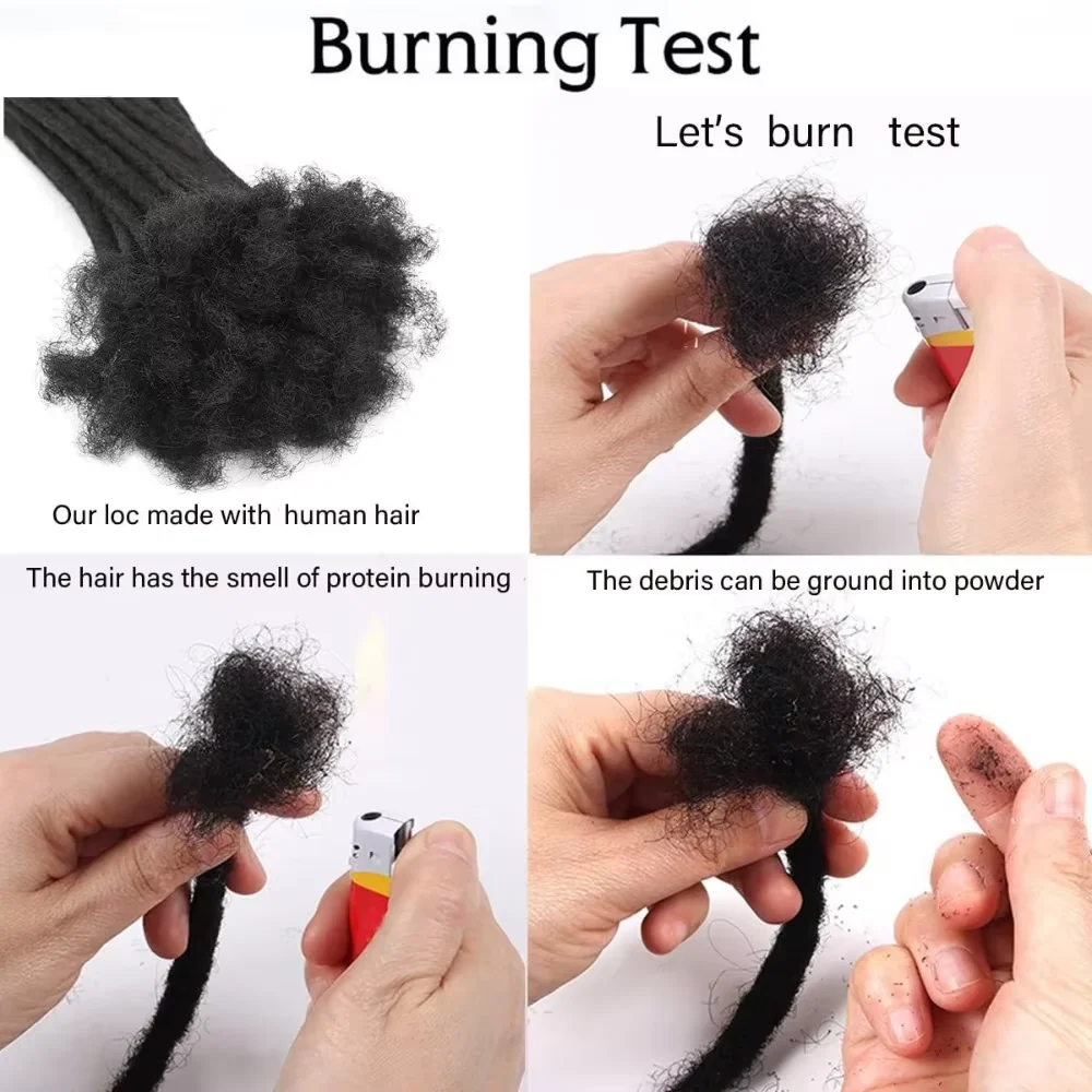 0.2/0.4/0.6/0.8 cm Estensioni dei dreadlocks dei capelli umani Estensioni dei capelli umani reali brasiliani Dreadlocks fatti a mano per le donne/uomini - immagine 4