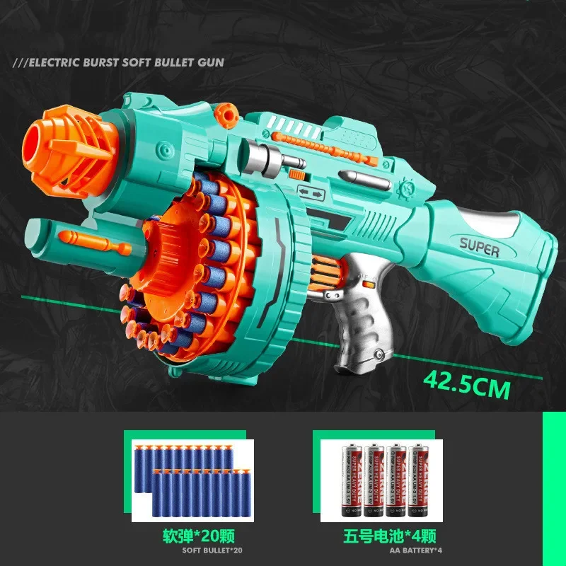 Children's Electric Continuous Shooting Gatling Toy Gun  Suction Cup Soft Bullet Gun  Explosion Nerfs gun BB Guns Gifts for Kids 6