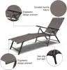 Set of 2 Patio Adjustable Chaise, 5 Back & 2 Leg Positions Adjustable Textiline Outdoor Reclining Lounger Chairs 4