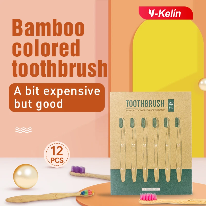 Y-Kelin 12 Pcs Charcoal Bamboo Toothbrushes Soft Eco-Friendly Biodegradable Natural Toothbrush Best Oral Care