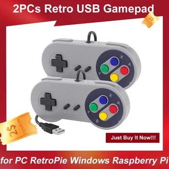 USB 게임 패드 레트로 게임 조이스틱 유선 컨트롤러 2 개, 리눅스 SNES 게임 PC NESPi RetroPie Windows 라즈베리 파이 4B 3B + 3B