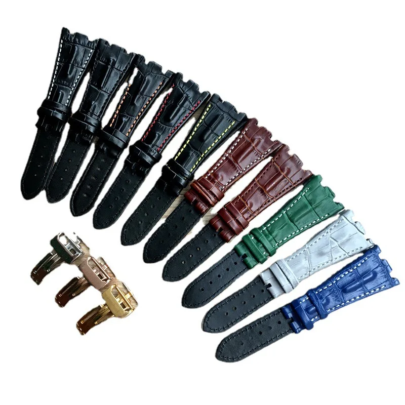 

Ремешок из натуральной кожи для часов, браслет из воловьей кожи с вогнутой складной застежкой, с королевским дубом, для часов, аксессуары для часов, 28 мм