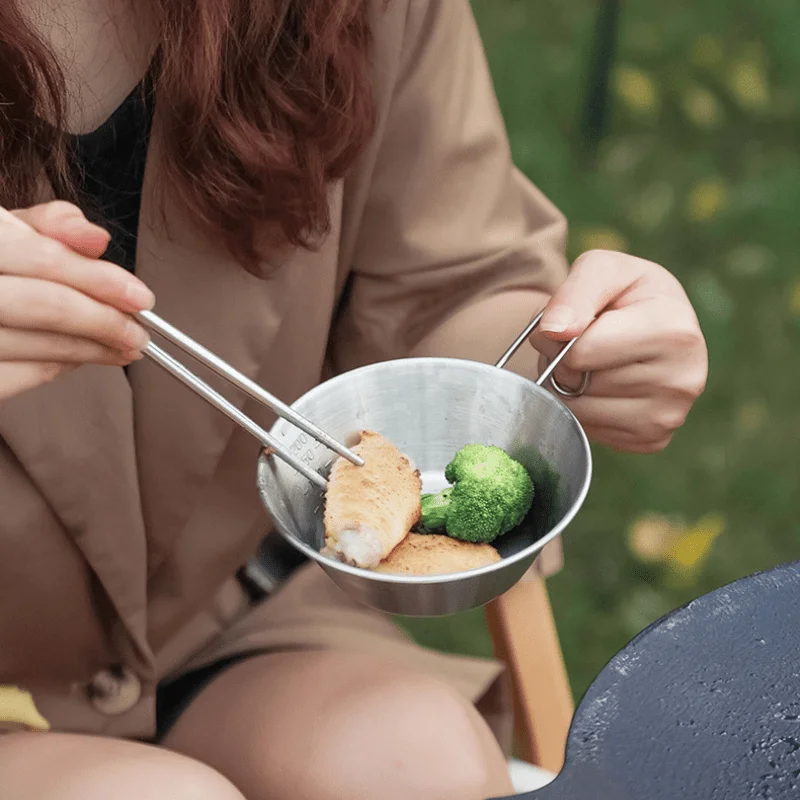 2pcs 16.9oz/500ml Outdoor 304 Stainless Steel Bowl, Portable Outdoor Camping Cookware, Family Kitchenware Set