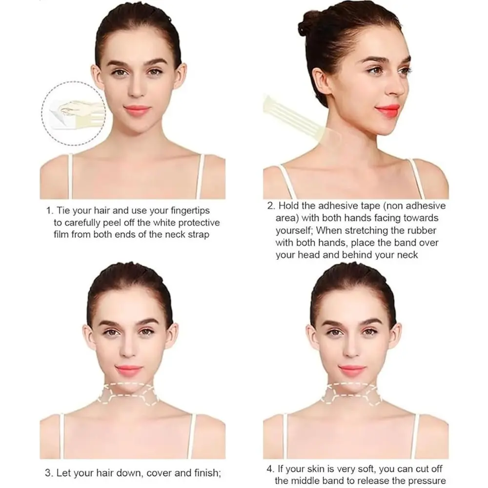 10/20 PCS Invisible Lift Turkey Necks Neck Tape High Elastic Invisible Face Neck Lifting Tape Reusable & Waterproof Breathable