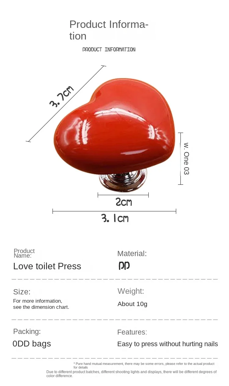 Description Picture 4 of itemNew Creative Love Toilet Press Toilet Flush Switch Tank Button Auxiliary Pump Cover Hand Pressure Accessories Bathroom Supplies