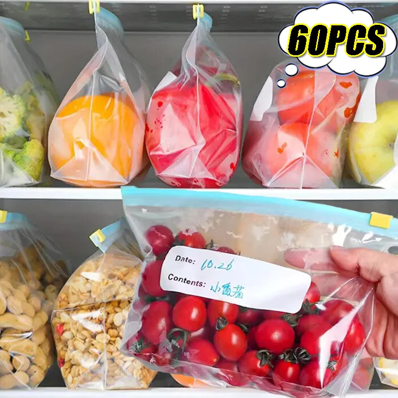 Food Bags 60/10PCS Reusable Food Bags Refrigerator Transparent Sealed Zip Storage Bag Kitchen Fresh Zipper Bag Plastic Sealing Containers fresh keeping bags food storage bags plastic food storage bags plastic zip lock bags