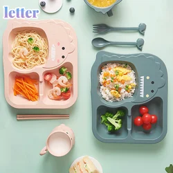 Juego de vajilla de 6 piezas para bebé, plato de cena para niño, tenedor creativo de dibujos animados para el hogar, taza resistente a las caídas, platos de alimentación para niños para regalo