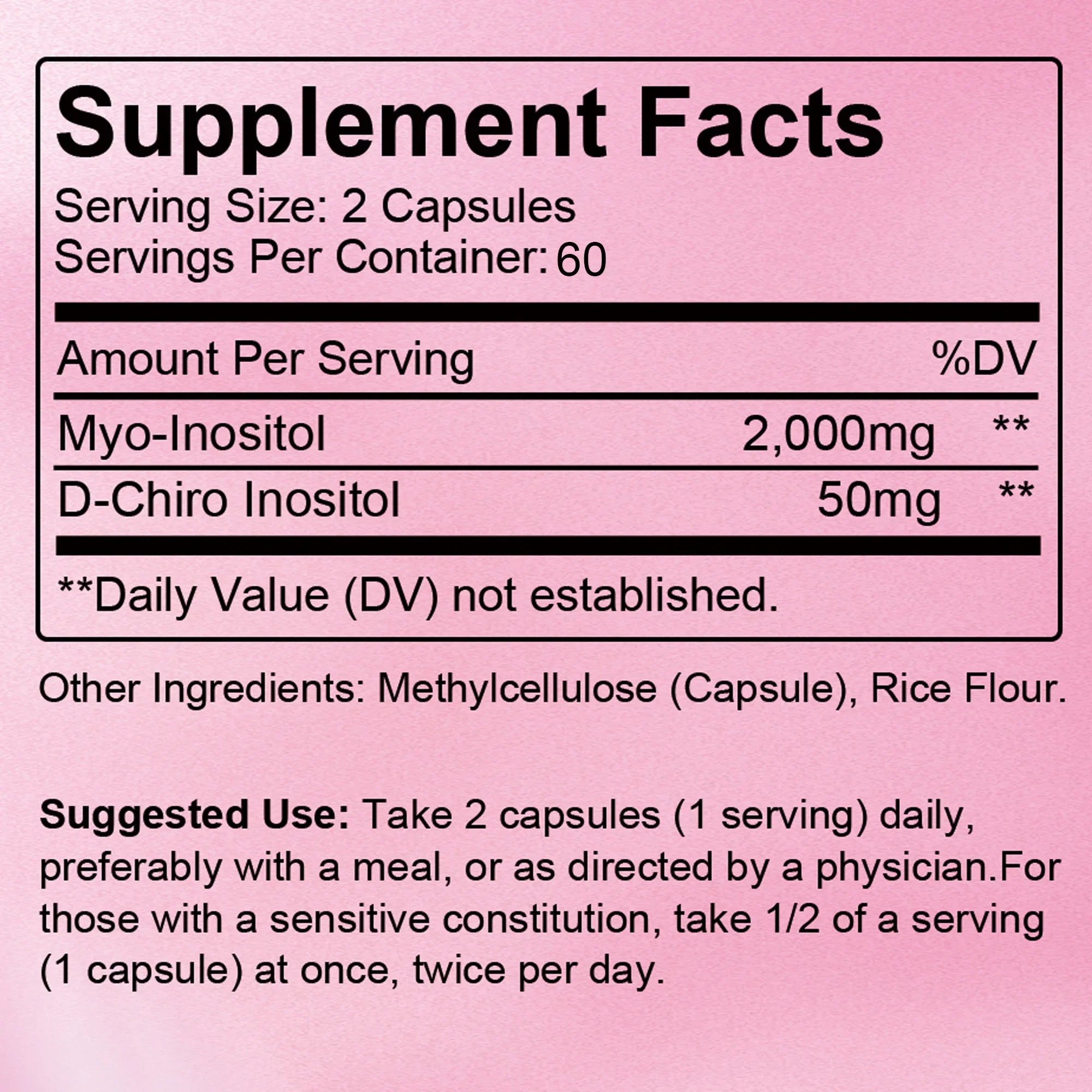 Myo & D-Chiro Inositol Capsules Fertility Supplements for Women Supports Ovarian Function Hormone Balance 120 Capsules