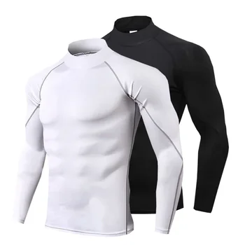 1pcs Men's Long-sleeved Thermal Underwear Male Thin Tight Fitting Fast Dry Elastic Fitness Tops Man Autumn Winter Sprots Wear