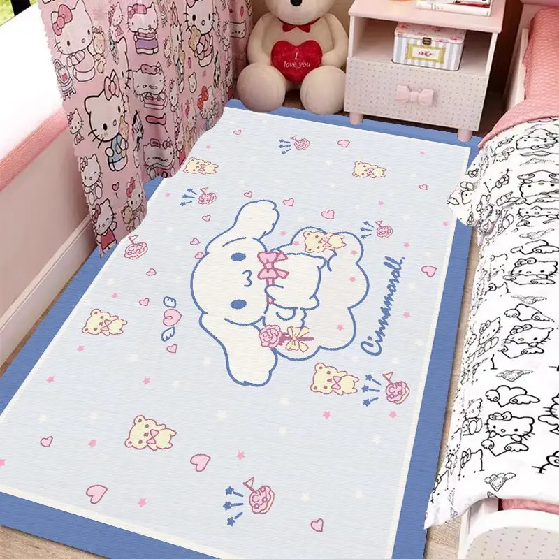 

Sanrios Cinnamoroll Bed Mat Kawaii Anime Kuromi Bedroom Carpet Girls Crystal Velvet Non Slip Balcony Table Mat Toys for Kids