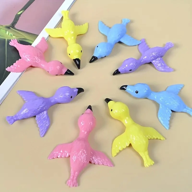 Catapult Launch Flamingo Fun and Tricky Slingshot Practice Flamingo Elastic Flying Finger Birds Sticky Toys Decompression flying toy stress relief toys childrens toys sticky toys