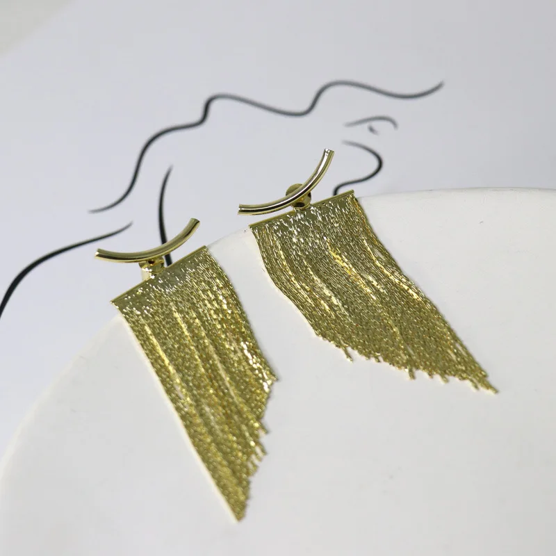 Earrings Long Gold Color Tassel Earrings for Women Wedding Daily Pendant Jewelry Gift