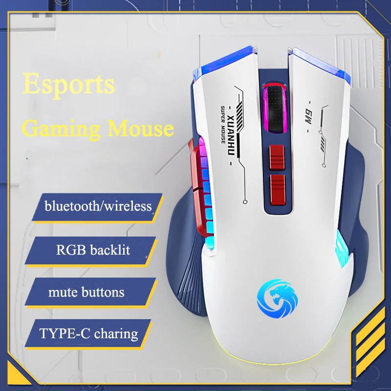 

2.4G Wireless Bluetooth Mouse RGB Rechargeable Optical USB Gaming Mause Silent Backlit Computer Gamer Mice For PC Laptop Desktop