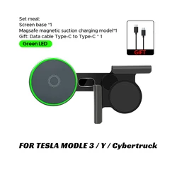 Magnetic Car Phone Mount with 15W Wireless Charging (Green)