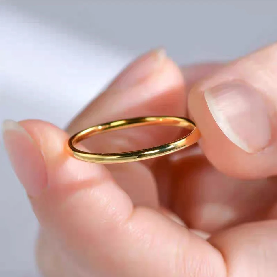 Stainless Steel Rings Gold Color/Silver ColorAnti-allergy Smooth Simple Wedding Couples Rings Bijouterie 1